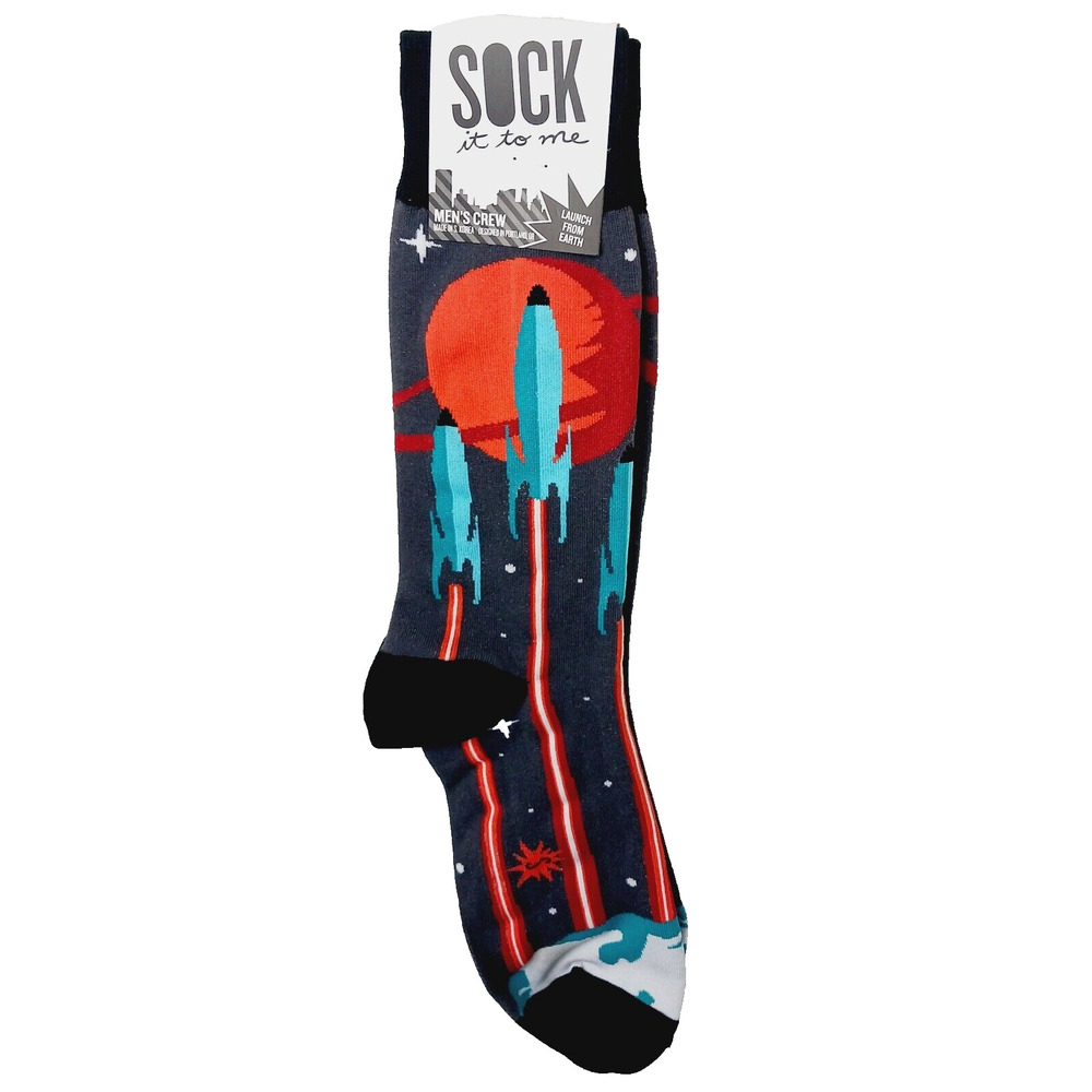 Sock It To Me Crew Men Women Rocket Outer Space Astronaut Moon Blast Off NWT